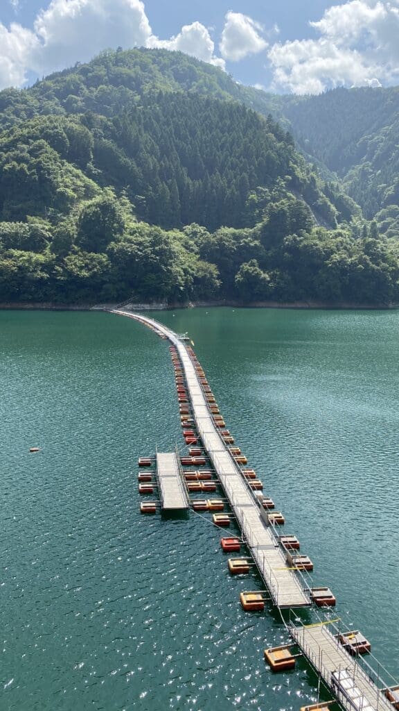 Mugiyama Floating Bridge as seen from the Ogouchi Shrine Bus Stop.