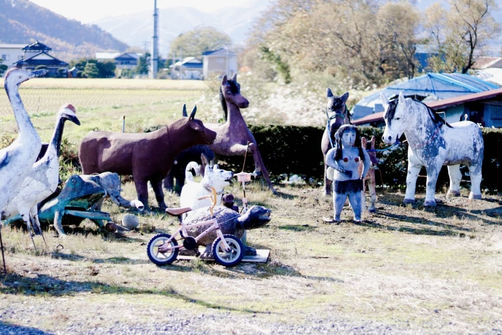 A strange collection of statues in Tono, Iwate, Japan