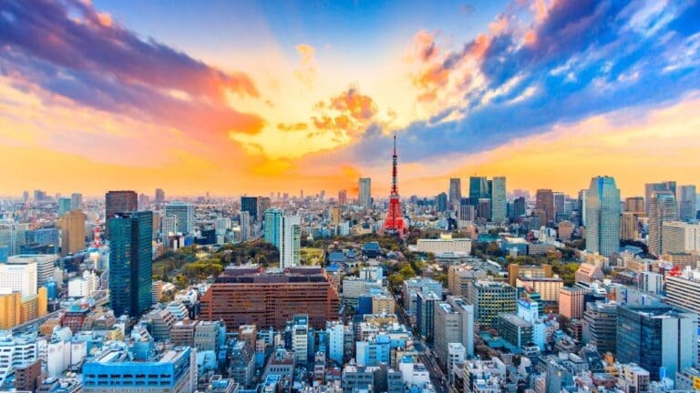 view of Tokyo with Tokyo Tower