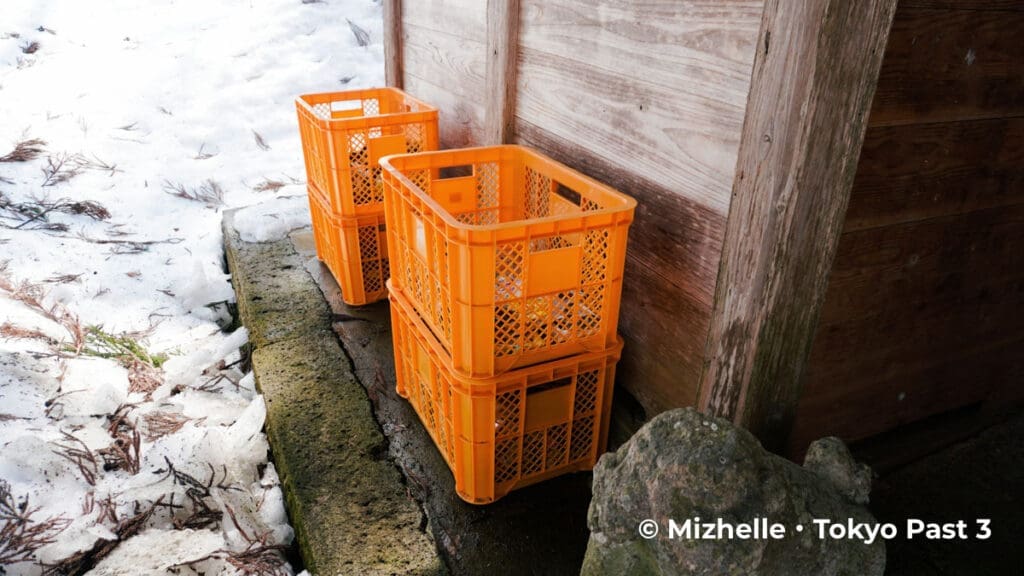 Crates on one side of the shrine 