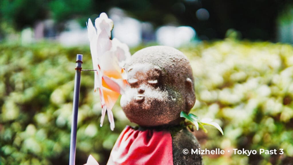 Close-up of a Jizo statue at Zojoji