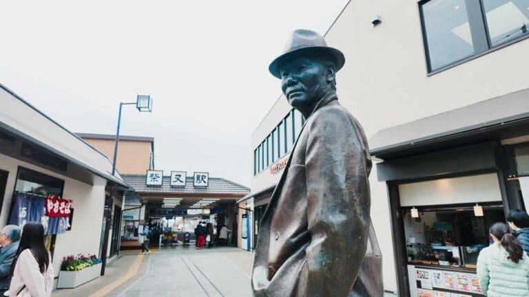 Statue of Tora-san in front of Shibamata Station