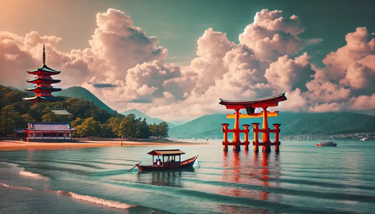 Rokai Bune nearing Miyajima torii gate